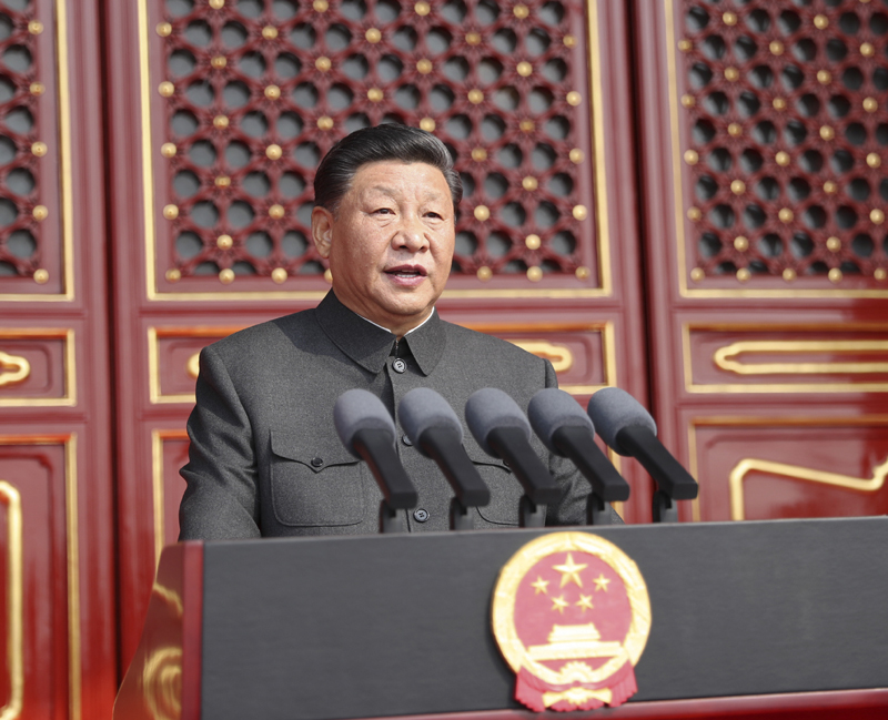 10月1日上午，慶祝中華人民共和國成立70周年大會在北京天安門廣場隆重舉行。中共中央總書記、國家主席、中央軍委主席習(xí)近平發(fā)表重要講話。